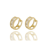 Princess Cut CZ Huggie Earrings (14K).