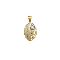 Zirconia Birthstone Love & Flower Oval Pendant (14K)