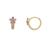 Zirconia Flower Huggie Earrings (14K)