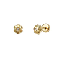 Zirconia Flower Stud Earrings (14K)