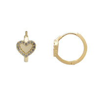 Zirconia Heart Huggie Earrings (14K)