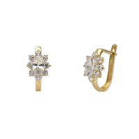 Zirconia Marquise Flower Huggie Earrings (14K)