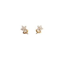 Zirconia Petal Flower Stud Earrings (14K)