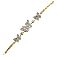 Zirconia Pink Butterfly Leaf-Link Bracelet (14K)