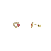 Peeking Heart Gemstone Stud Earrings (14K)
