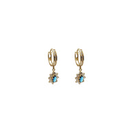 Flower CZ Dangling Earrings (14K)