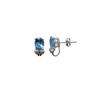 Oval Blue Topaz Stud Earrings (14K)