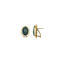 Blue Opal Greek Key Frame Earrings (14K)