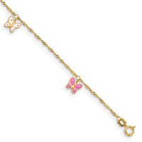 Enameled Butterfly Anklet Bracelet (14K).