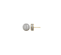 Round Shape Baguette Cubic Zirconia Stud Earrings (14K)