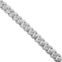 Zirconia Baguette Cuban Necklace (Silver)
