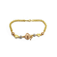 Tricolor Heart Charm Bracelet (14K).
