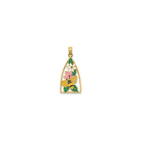 Enamel Flower and Bee Triangle Charm (14K)