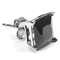 Princess-Cut Onyx Solitaire Stud Earrings (Silver)