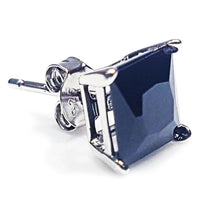 Princess-Cut Onyx Solitaire Stud Earrings (Silver)