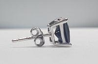 Princess-Cut Onyx Solitaire Stud Earrings (Silver)