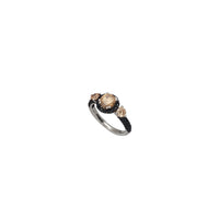 Black Onyx and Champagne Cz Lady Ring (Silver).