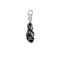 3-D Enameled Black High Heel Charm (Silver)
