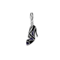 3-D Enameled Black High Heel Charm (Silver)