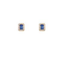 Rectangle Around CZ Stud Earrings (14K)