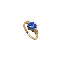 Cubic Zirconia Leaf Band Ring (14K)