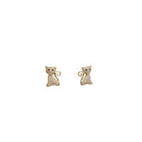 Icy Cat Screw Back Stud Earrings (14K)
