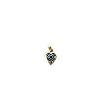 Yellow Gold Heart Shape Evil Eye Pendant (14K))