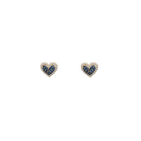 Zirconia Pave Heart Stud Earrings (14K)
