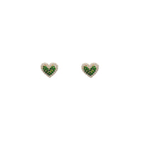 Zirconia Pave Heart Stud Earrings (14K)