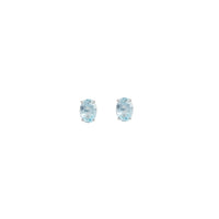 Zirconia Oval Solitaire Stud Earrings (14K)