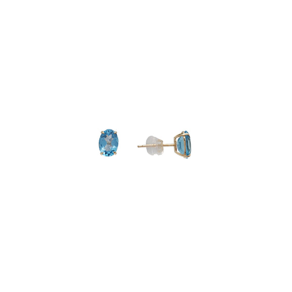 Zirconia Oval Solitaire Stud Earrings (14K)