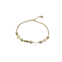 Zirconia Charms Rolo Link Anklet (14K)