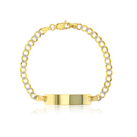 Two-Tone Solid ID Italian Cuban Bracelet (14K)