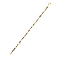Tricolor Milgrain Diamond-cuts XOXO Fancy Lady Bracelet (14K).