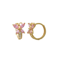 CZ Butterfly Huggie Earrings (14K)