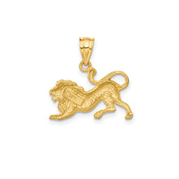 Satin-Finish Diamond-cuts Leo Zodiac Pendant (14K)