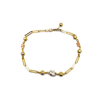 Zirconia Charms Paper Clip Link Anklet (14K)