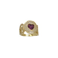 Pink Red Zirconia Hearts Lady Ring (14K)
