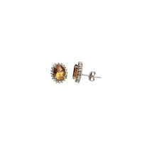Oval Shape Citrine Diamond Stud Earrings (14K)