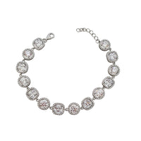 Zirconia Halo Cushion & Round Bracelet (Silver)