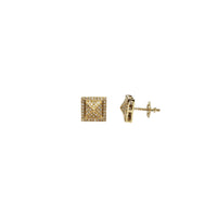 Diamond Square Pyramid Top Stud Earrings (14K)