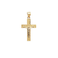 Two-Tone Cobbled Crucifix Cross Pendant (14K)