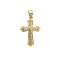 Two-Tone Textured Crucifix Pendant (14K)