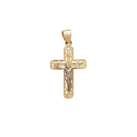 Two-Tone Milgrain Wire Frame Crucifix Pendant (14K)