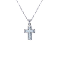 Glittery Cross Necklace (Silver)