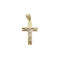 Double-Tube Two-Tone Crucifix Pendant (14K)