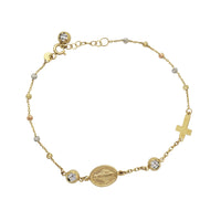 Zirconia Tricolor Rosary Bracelet (14K)
