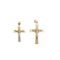 Tri-Color Crucified Jesus Pendant (14K)