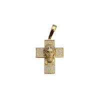 Iced-Out Jesus Head Cross Pendant (14K)