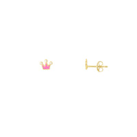 Crown Enamel Stud Earrings (14K)